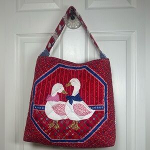 Love Ducks Quilted Cotton Tote Bag